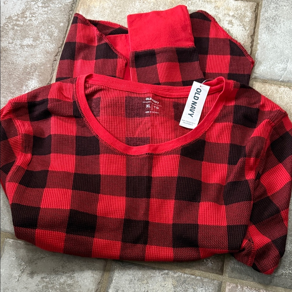 Old Navy Checkered Red and Black Top